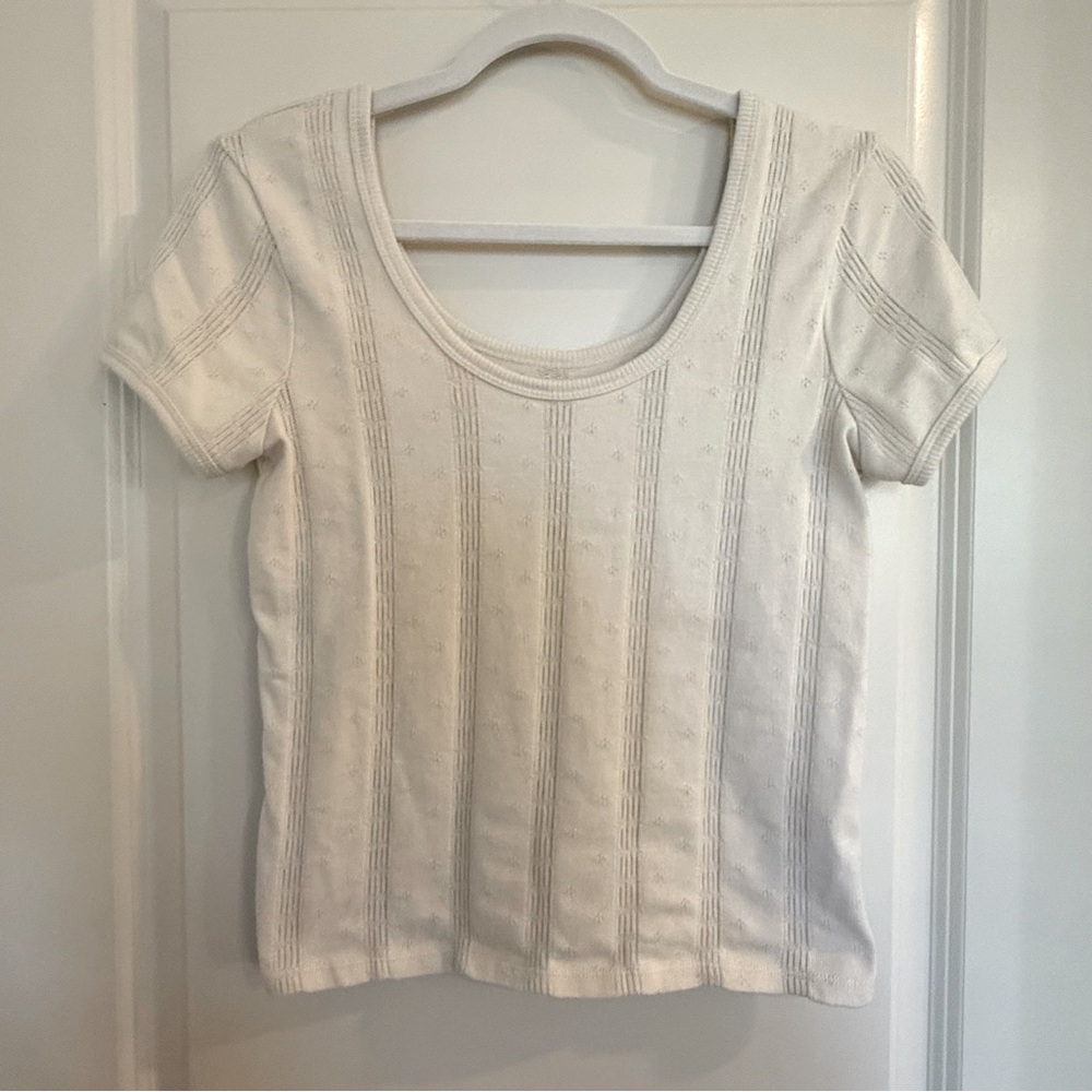 Madewell Cream Short Sleeve Scoop Neck Knit Tee